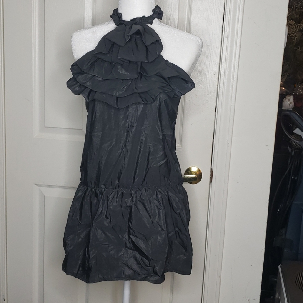 🤯3/$12 R.J. Story Gray Ruffle Halter Top Sz S NWT